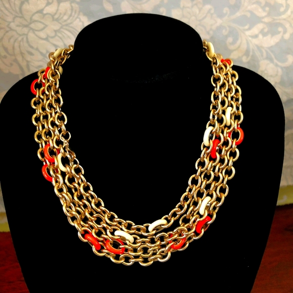 J.Crew Enamel Brass Link Necklace set of 2 Pieces